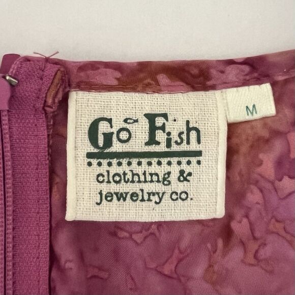 Go Fish Boho Ruffled Tiered Dress Size M Shapeless Prairie Cottage Hippie Batik - Picture 11 of 16